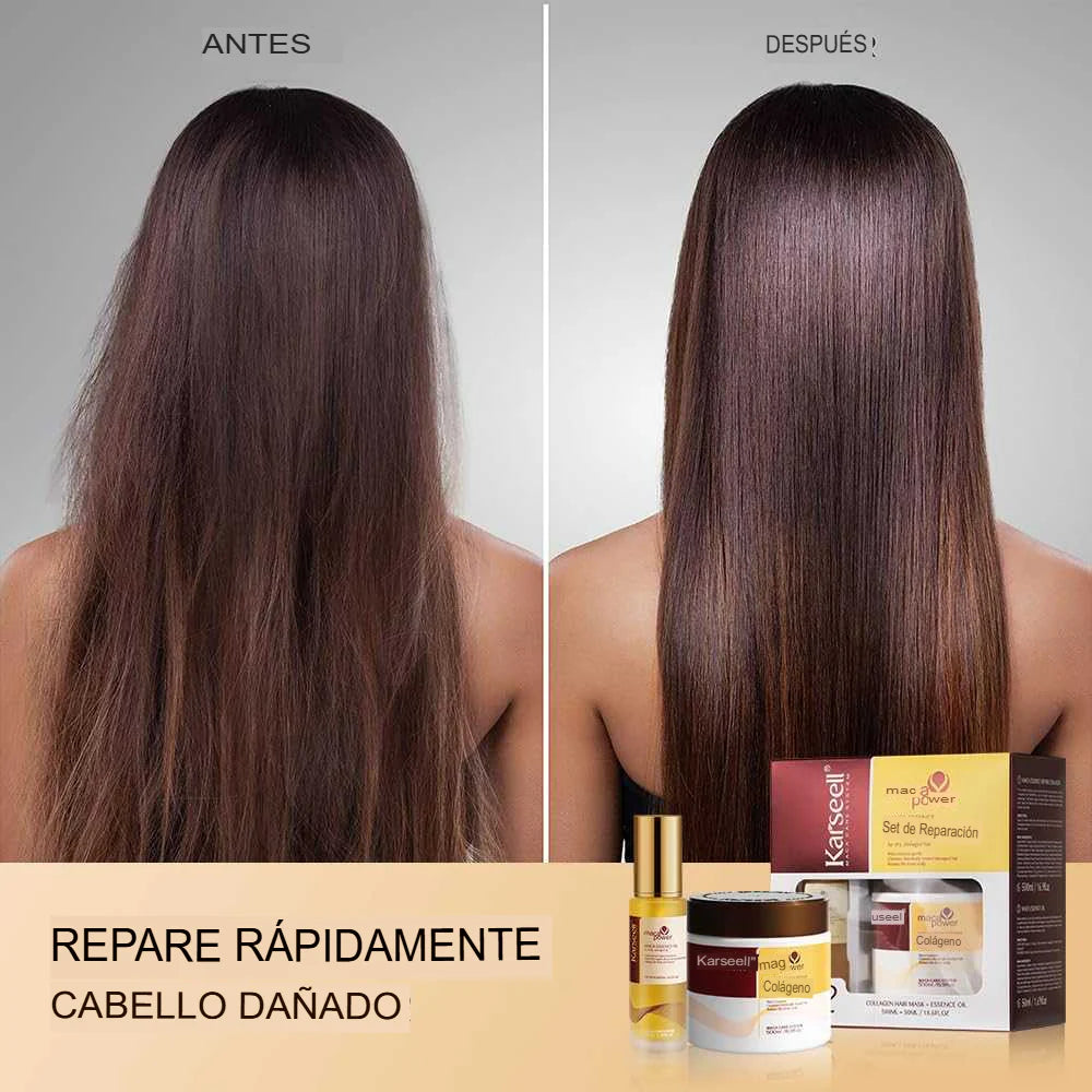 COMBO KARSEELL by DR.USA: Shampoo nutritivo, bótox capilar y aceite de argán.